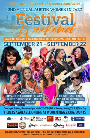 Image shows the flyer for the 2024 Women in Jazz festival. Information below.