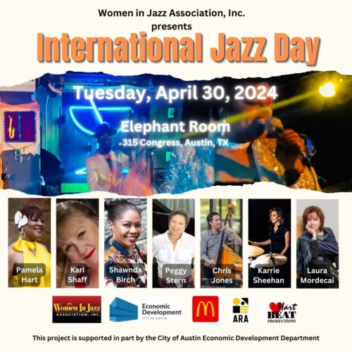 Image shows the flyer for International Jazz Day featuring the Women in Jazz Band. Details below.