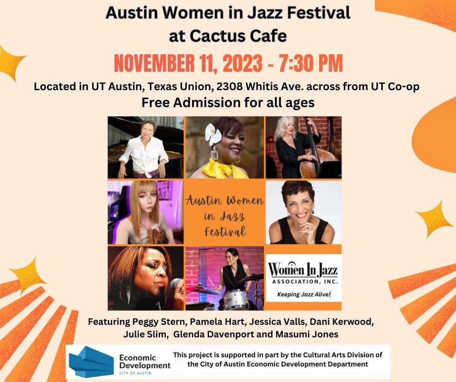 Image shows the flyer for the first day of the 2023 Women in Jazz festival. Information is below.