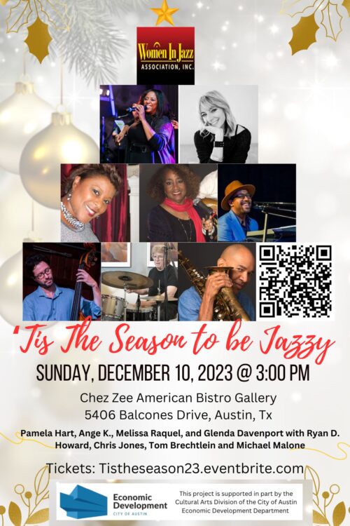 Image shows the flyer for the 'Tis the Season to be Jazzy 2023 concert. Information is below.